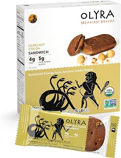 Olyra Organic Breakfast Biscuit Sandwiches | Hazelnut Cocoa | Kids Healthy Snacks, Low-Sugar, High Fiber | 4 Count (Pack of 1)