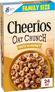 Cheerios Oat Crunch Oats & Honey Oat Breakfast Cereal, Family Size, 24 oz