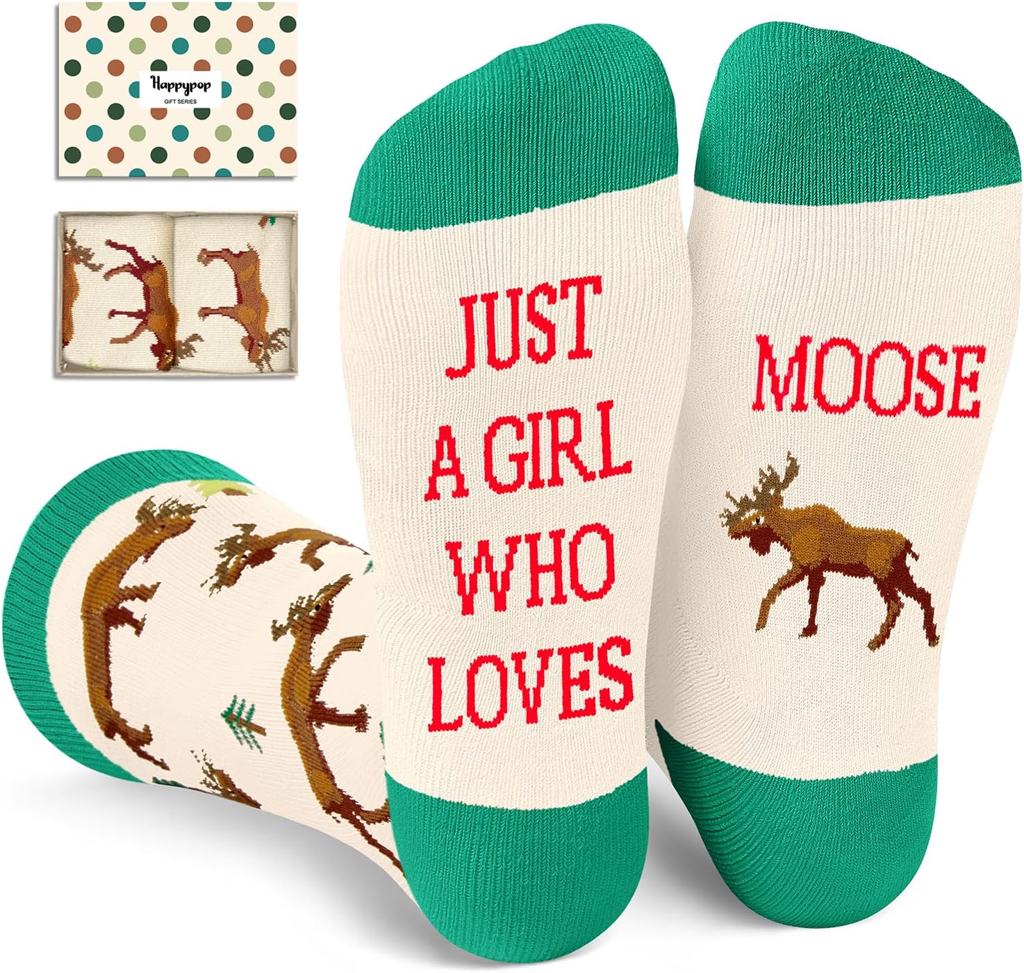 HAPPYPOP Funny Socks for Women - Tiger Koala Moose Gifts, Novelty Cute Panda Squirrel Elephant Socks