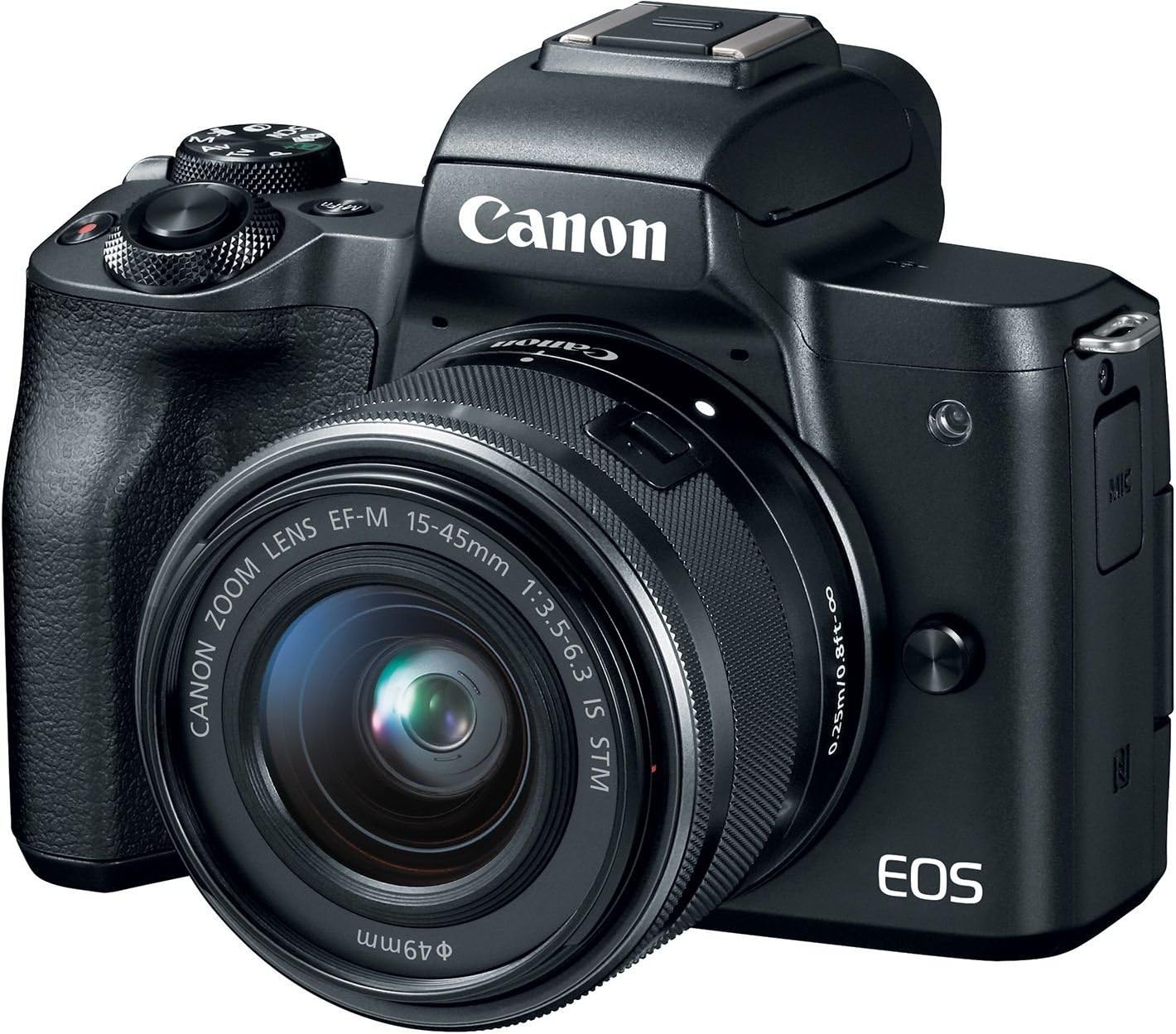 Canon EOS M50 Mirrorless Vlogging Camera Kit with EF-M 15-45mm Lens, Black