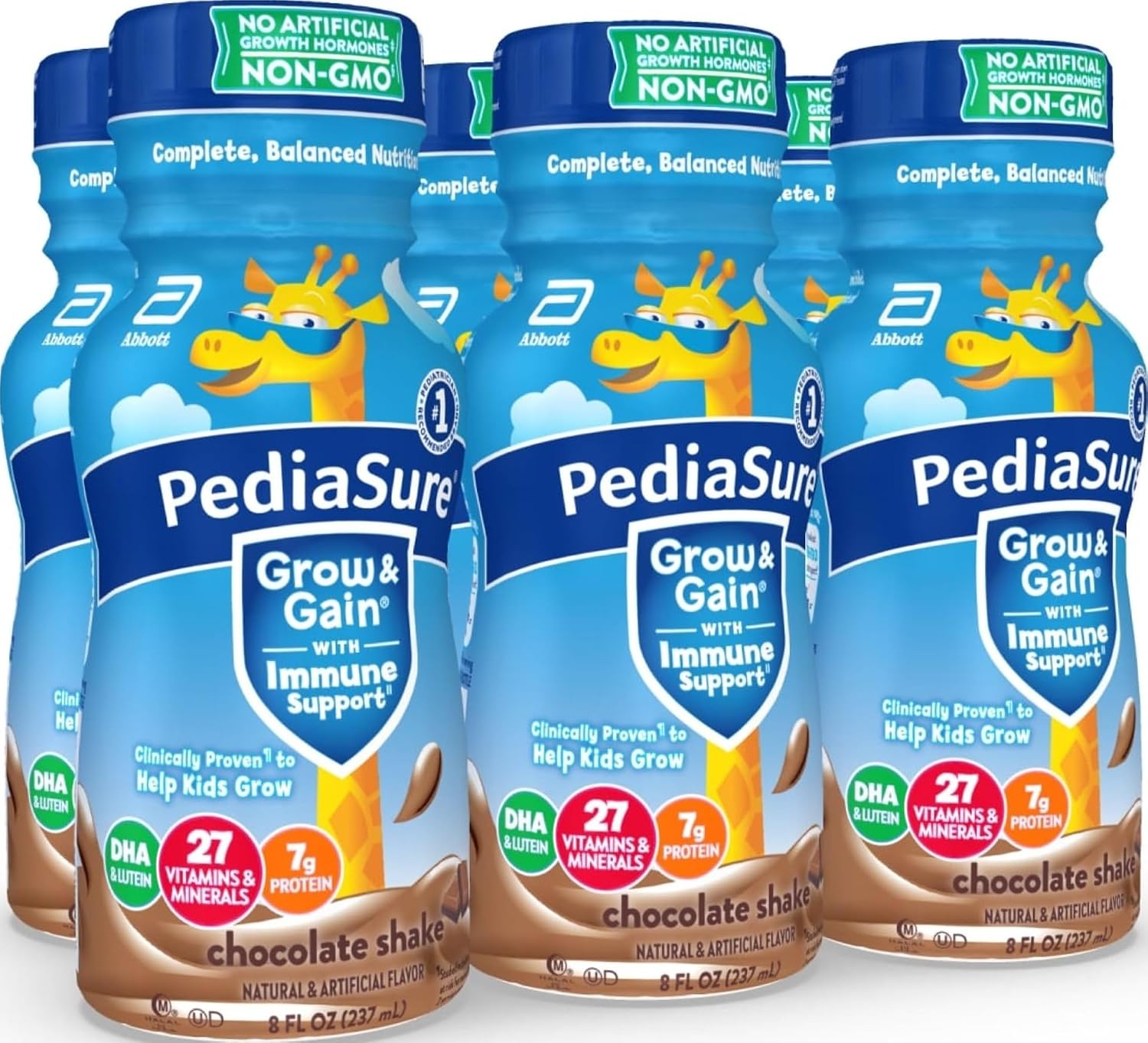PediaSure Grow & Gain Kids Nutrition Shake, 7g Protein, Chocolate, 6 Pack