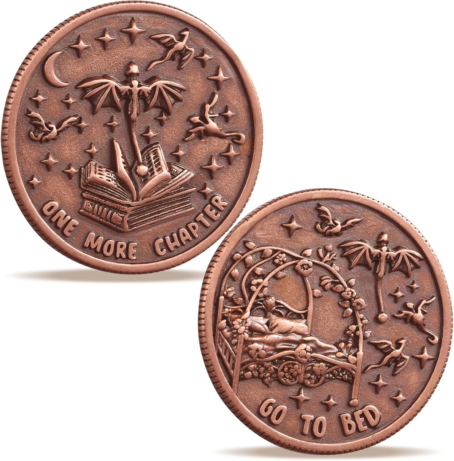 LParkin Just One More Chapter Coin Gamer Bookish Gifts for Book Lovers - Unique Book Coin Flip Book Merch & Bookish Coins Presents for Reader Women, Decision Maker Idea (one More Chapter - Dragons)