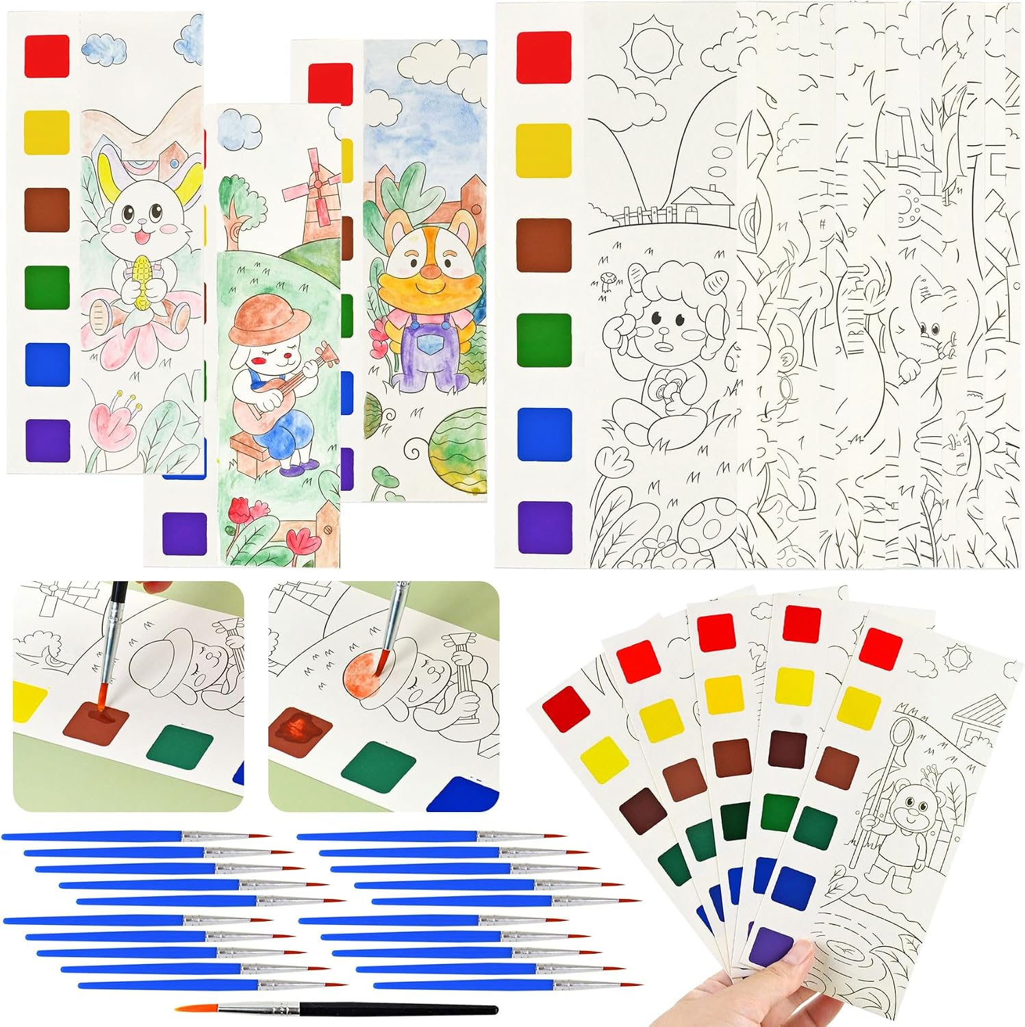 Vileafy 20 Art Party Favors for Kids Ages 4-8 Years Old, Animals Watercolor Painting Book -Paint with Water Mini Coloring Book for Paint Party Favors, Airplane Travel Essentials for Kids