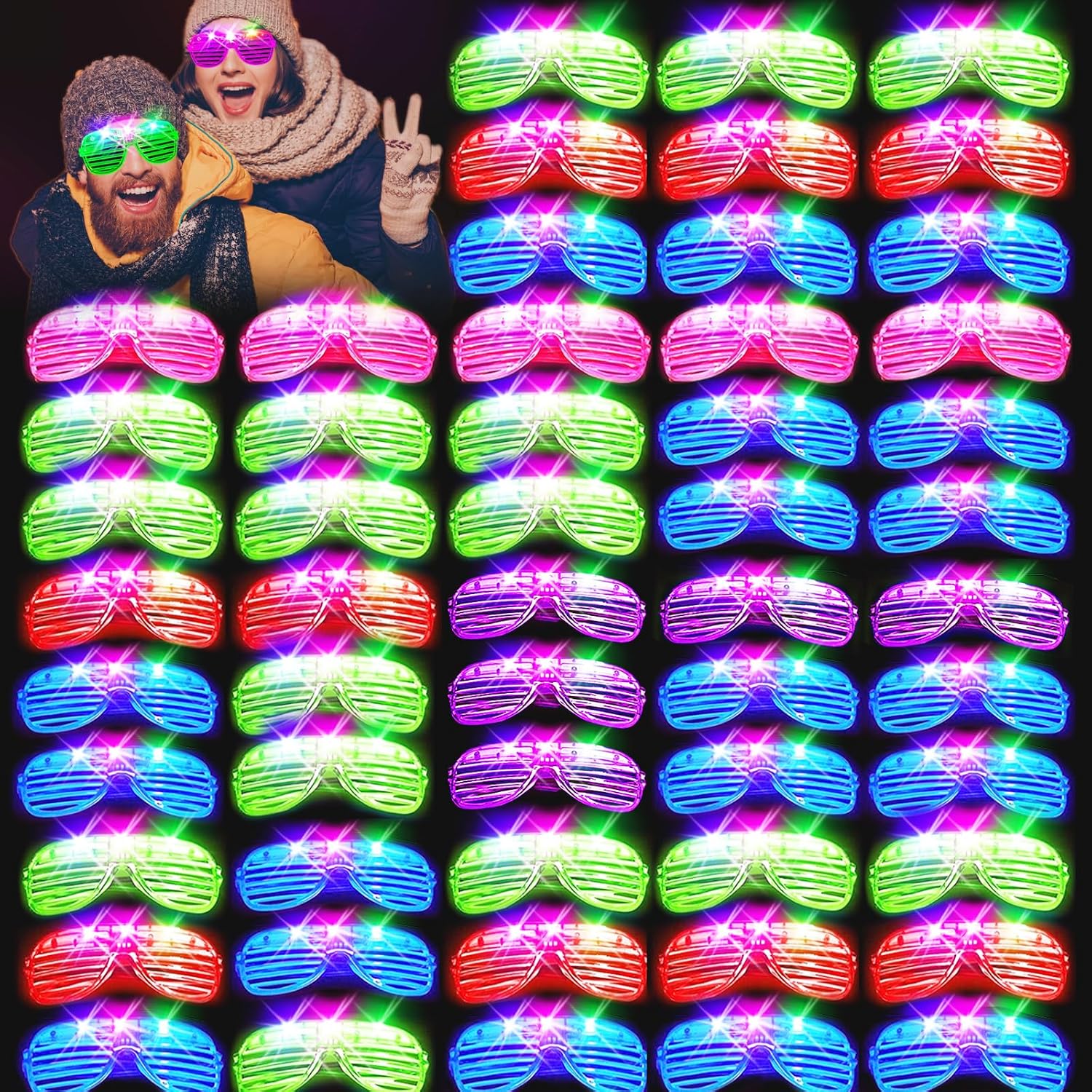 75PCS LED Glasses, Light Up Glasses, 5 Colors party glasses with 3 Light Modes, Glow in The Dark Party Supplies, Neon Party Favors for Birthday Gifts, Party Decorations, New Year, Carnival