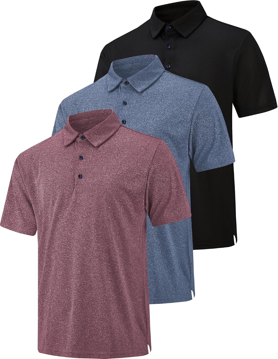 3 Pack Polo Shirts for Men Dry Fit Performance Short Sleeve Golf Polo Shirts