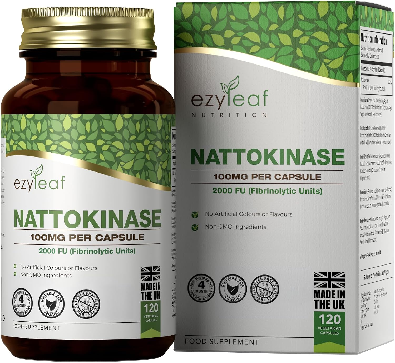 EZ Nattokinase High Strength 2000 FU, 100mg, 120 Nattokinase Capsules