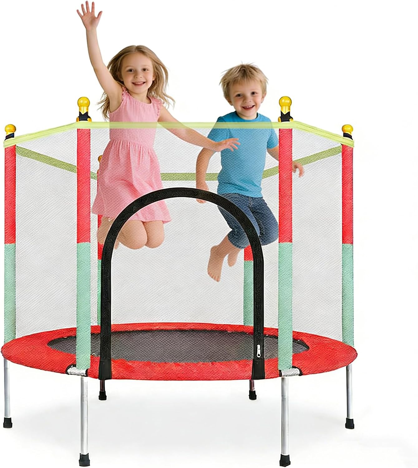 Trampoline 55" Kids Trampoline with Safety Net Enclosure, Reinforced Steel Frame, High-elasticity Mini Trampoline for Toddler 3-10 Years, Indoor and Outdoor