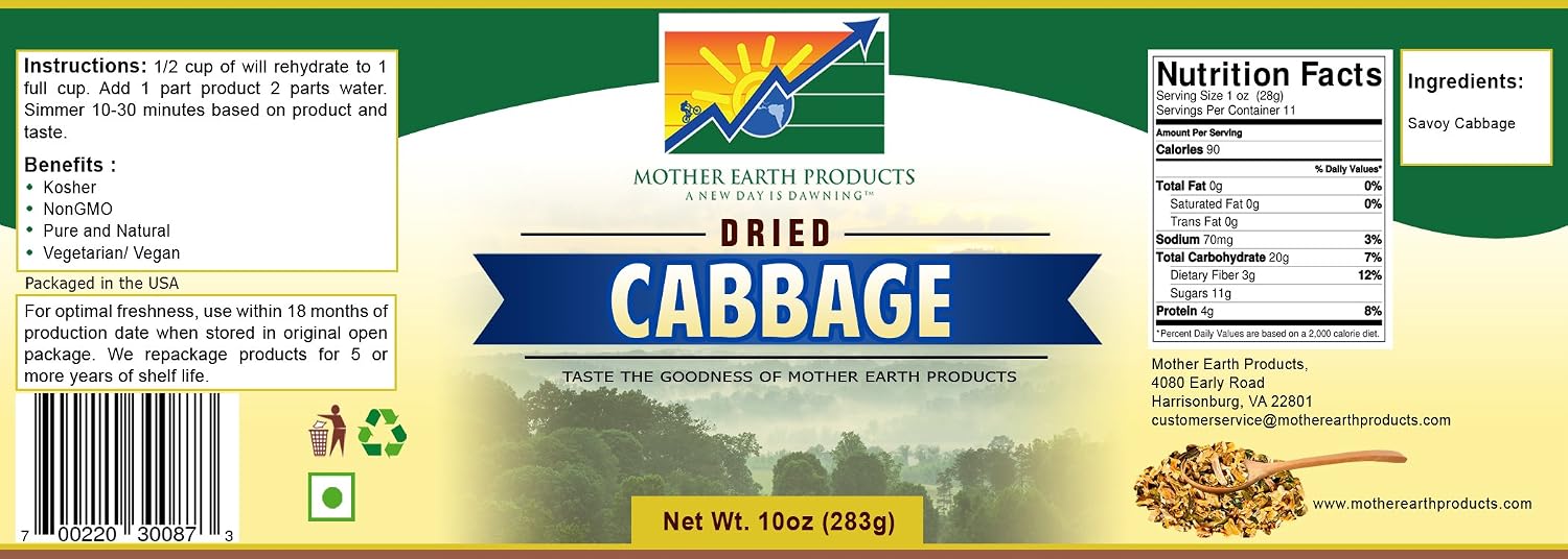 Mother Earth Products Dried Cabbage,10 oz