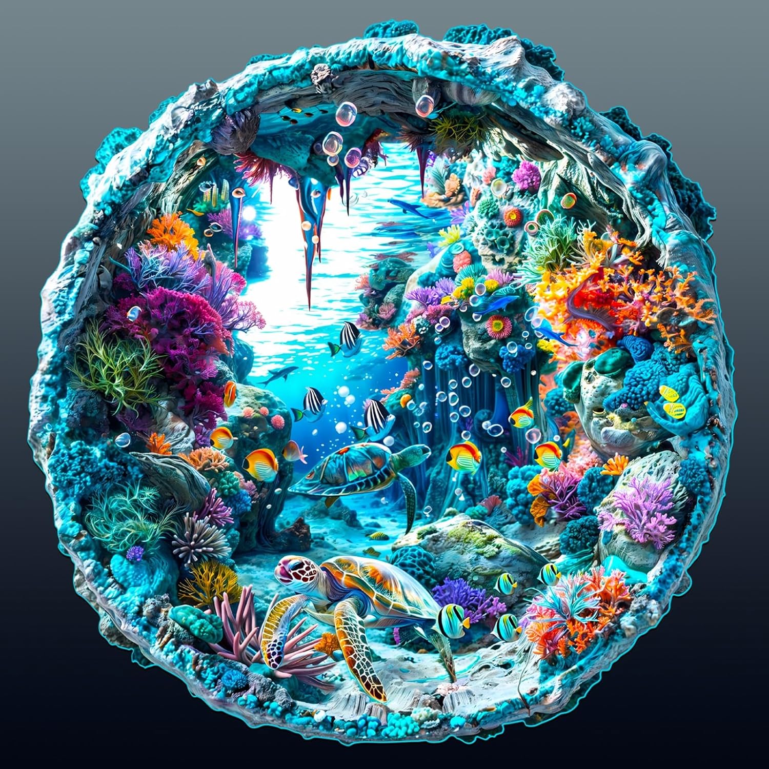 Wooden Puzzle for Adults-Wooden Puzzle Unique Shape Advanced 3D Seabed Wooden Jigsaw Puzzle for Adults and Kids,Best Gift,Wood Puzzles,Challenge Wooden Jigsaw Puzzle (M-11.4 * 11.1in-200pcs)