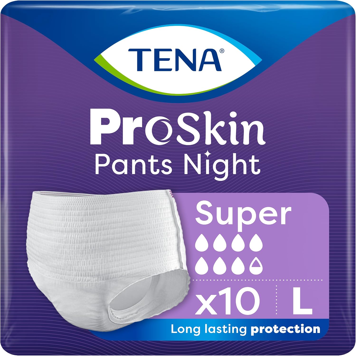 Tena ProSkin Pants Night Super, Incontinence Underwear, Large (10 Count)