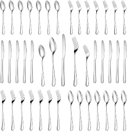 MUTNITT 30 Pcs Silverware Set Service for 6,Premium Stainless Steel Flatware Set,Mirror Polished Cutlery Utensil Set,Durable Kitchen Eating Tableware Set,Include Fork Knife Spoon Set,Dishwasher Safe