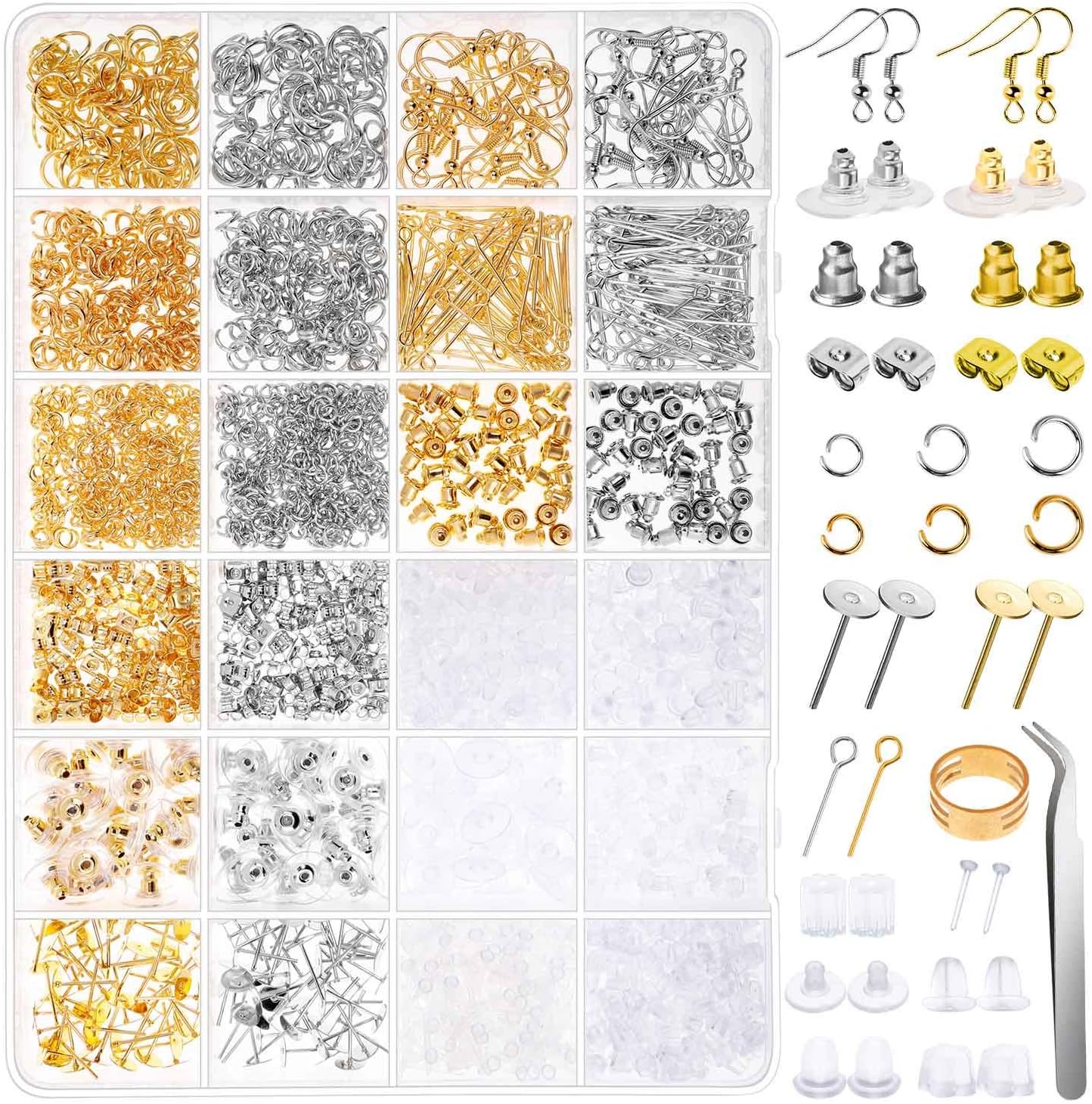 Anezus 2320Pcs Earring Making Supplies Kit with Hooks, Backs, Posts, Jump Rings