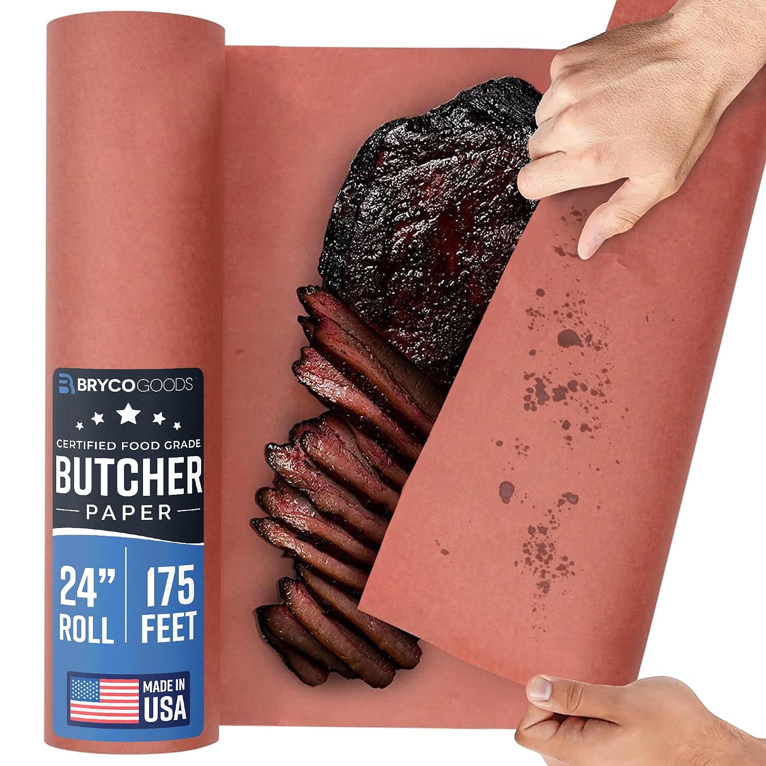Bryco Goods Pink Butcher Paper Roll for Smoker, 24" x 175', Made in USA