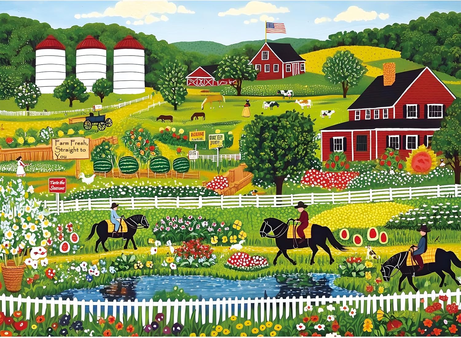 500 Piece Puzzle for Adults,Country Animal Farm Puzzles for Adults Kids Elderly,Recycled Cardboard Vacation Puzzles 500 Piece,Challenging Family Game Great Gift for Friends,20.5 x 15 in