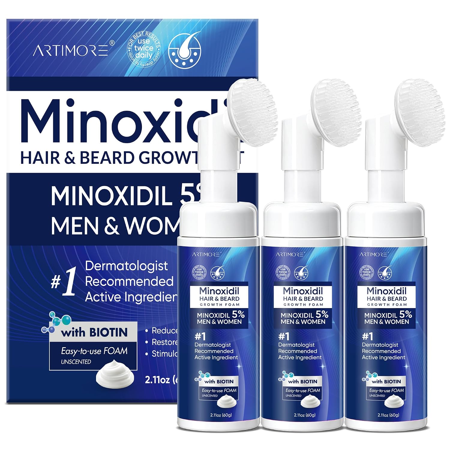 5% Minoxidil Foam for Men and Women, Minoxidil for Men Foam for Hair and Beard, Minoxidil for Women Hair Growth (6 Ounce)