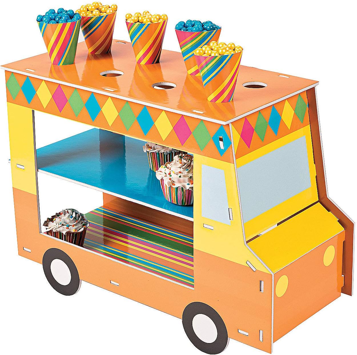 Fun Express Food Truck Cupcake Treat Stand - Food Truck Party Supplies (Includes Treat Cones) - Cinco De Mayo, Fiesta and VBS Vacation Bible School Supplies/Decor