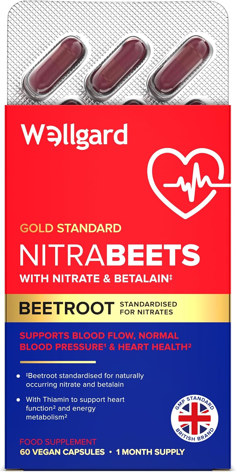 Wellgard Beetroot Capsules – Vegan High Strength Beetroot Supplement, Nitric Oxide, 60 Capsules