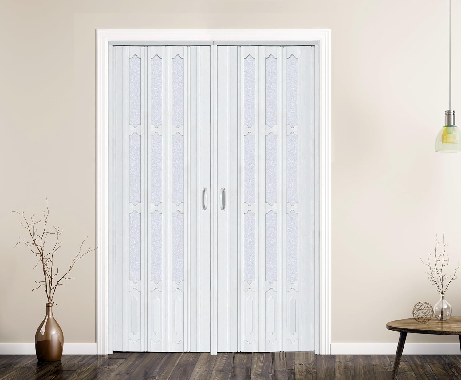 DIYHD 60x80in Bi Folding Accordion Closet Door - Includes Mounting Hardware, Handle, Latch
