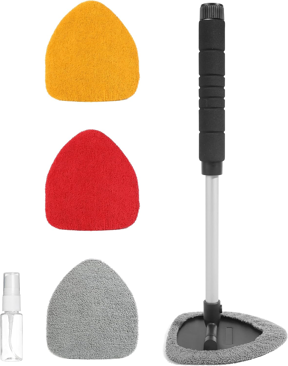 Windshield Cleaner Inside,Car Window Cleaner,Car Cleanser Brush,Car Accessories Car Cleaning Supplies Tools,Car Cleaning Kit with Extendable Handle,Microfiber Cloth,Spray Bottle,Fits All Cars