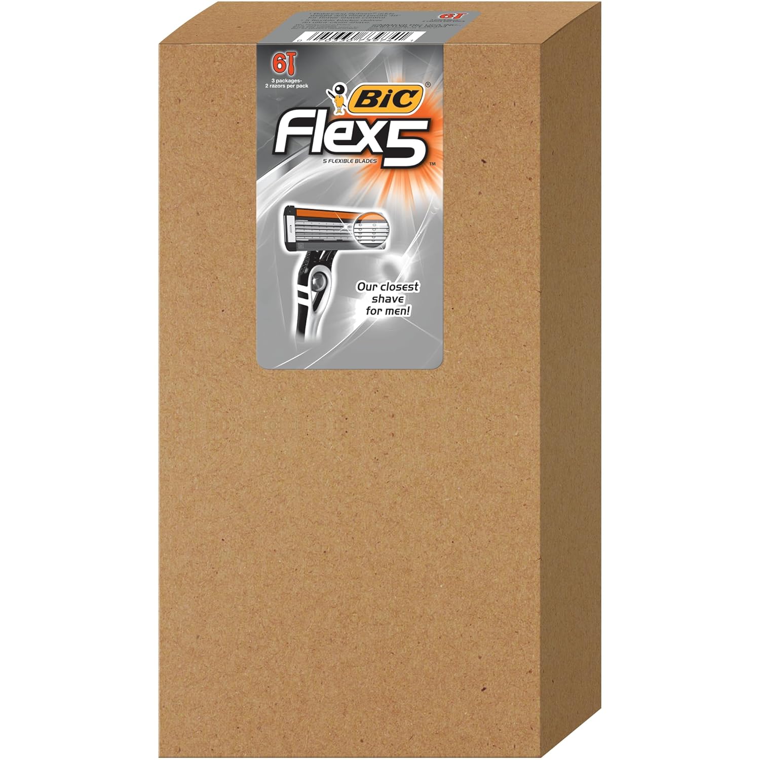 BIC Flex 5 Men's Disposable with 5 Blade Razors, Razors for Men With Precision Edging Blade, 6-Pack