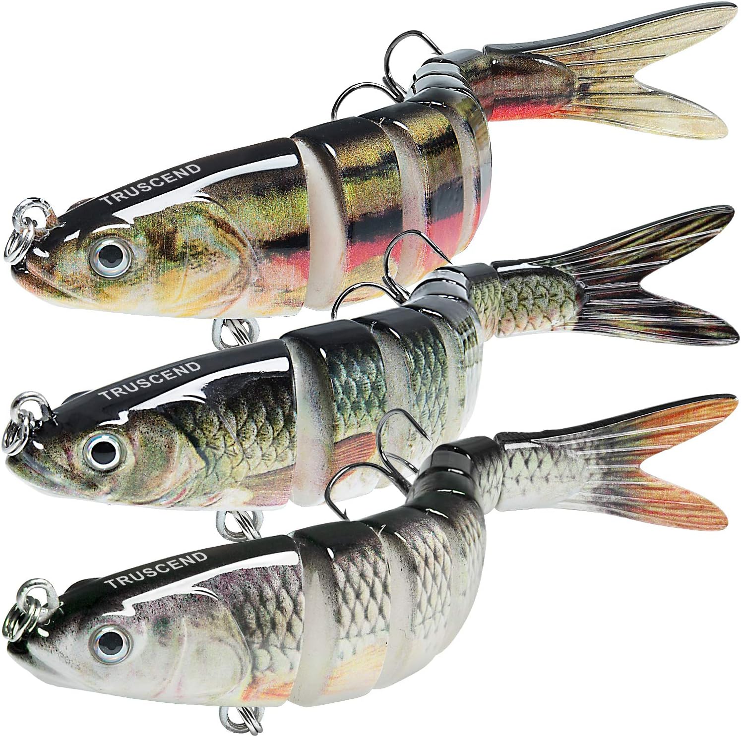 TRUSCEND Multi Jointed Swimbaits, Segmented Slow Sinking Swimming Baits, Realistic Lifelike Freshwater & Saltwater Lure for Bass, Trout, Pike, Walleye, Salmon, Crappie, Ideal Fishing Gift for Anglers