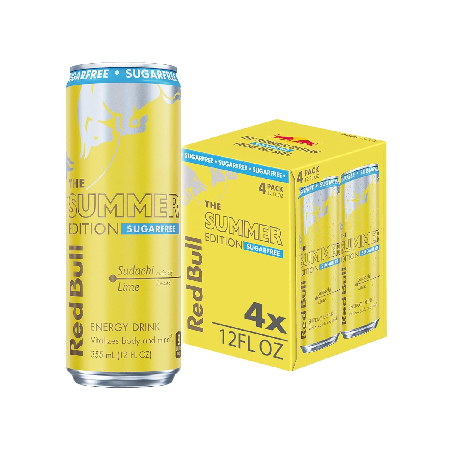 Red Bull Summer Edition Sugarfree Energy Drink, 114mg Caffeine, Taurine & B Vitamins, 12oz. 4 Pack