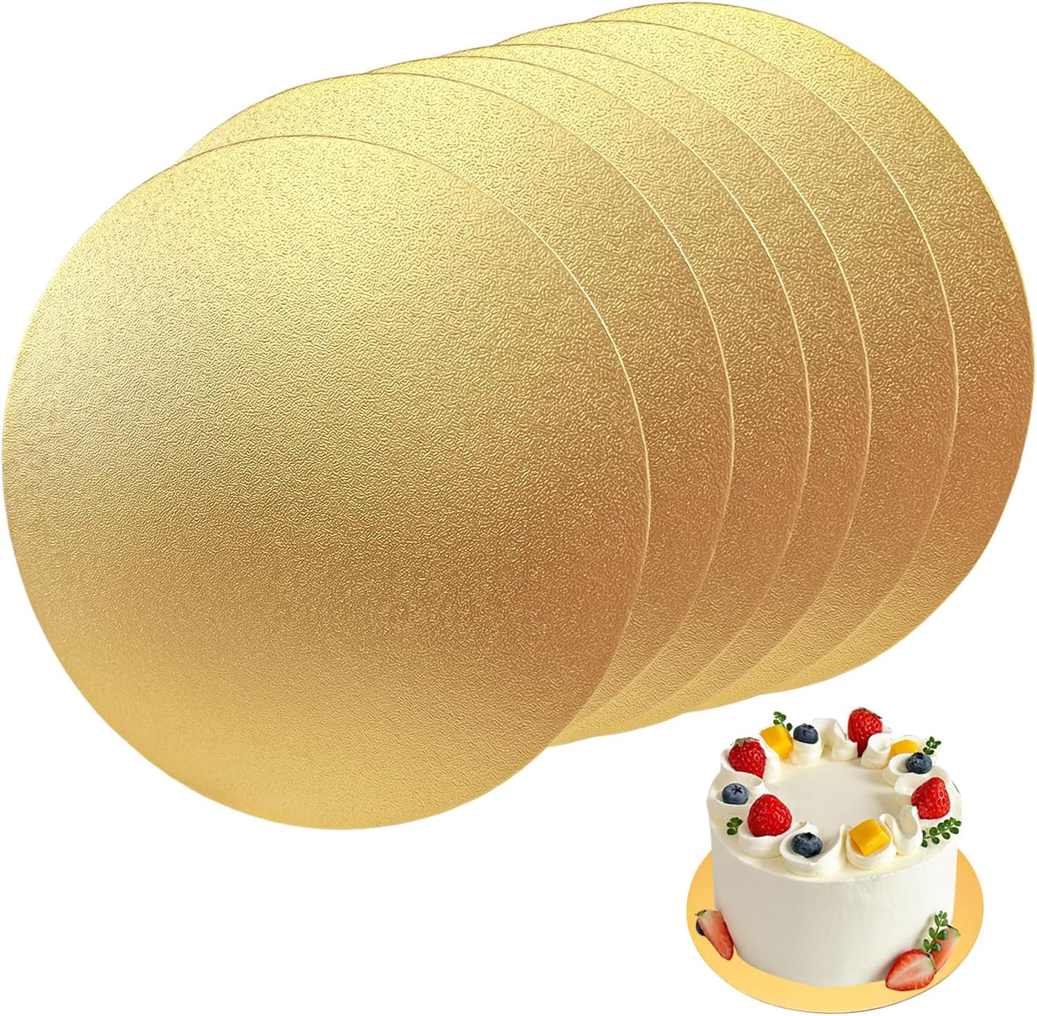 6 Pack 10 Inch Gold Cake Boards, Round Thick Cardboard Cake Circles