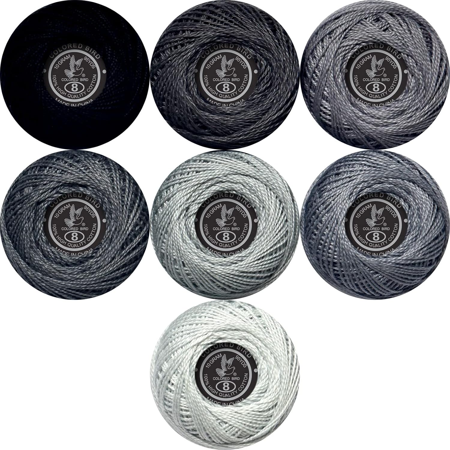 Soft 7 Colors Classic Crochet Thread 7 Pack,100% Cotton (Tin Color-414-5200)