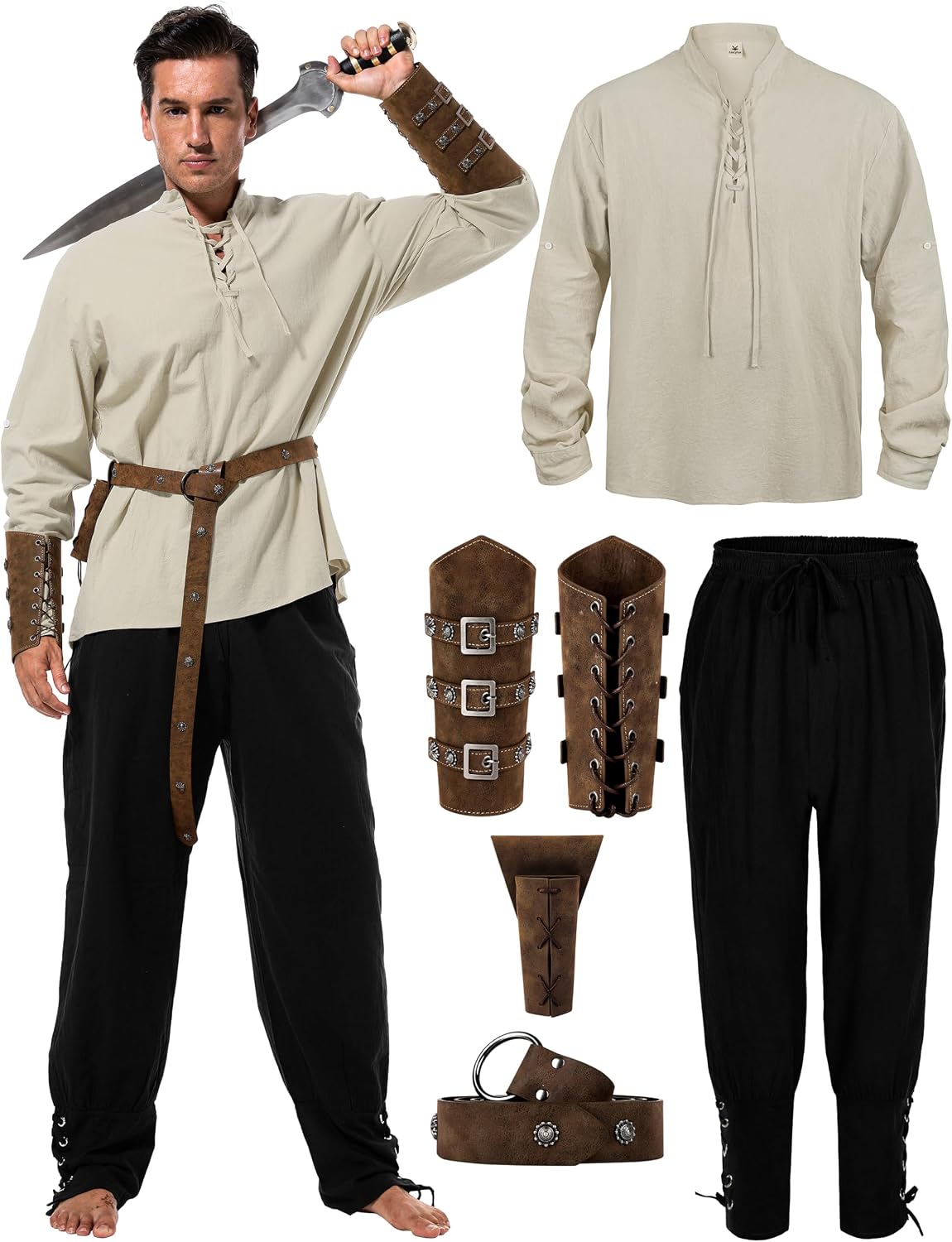 Halloween Renaissance Costume Men, Medieval Costume Men Renaissance Outfit Viking Costume Renaissance Accessories