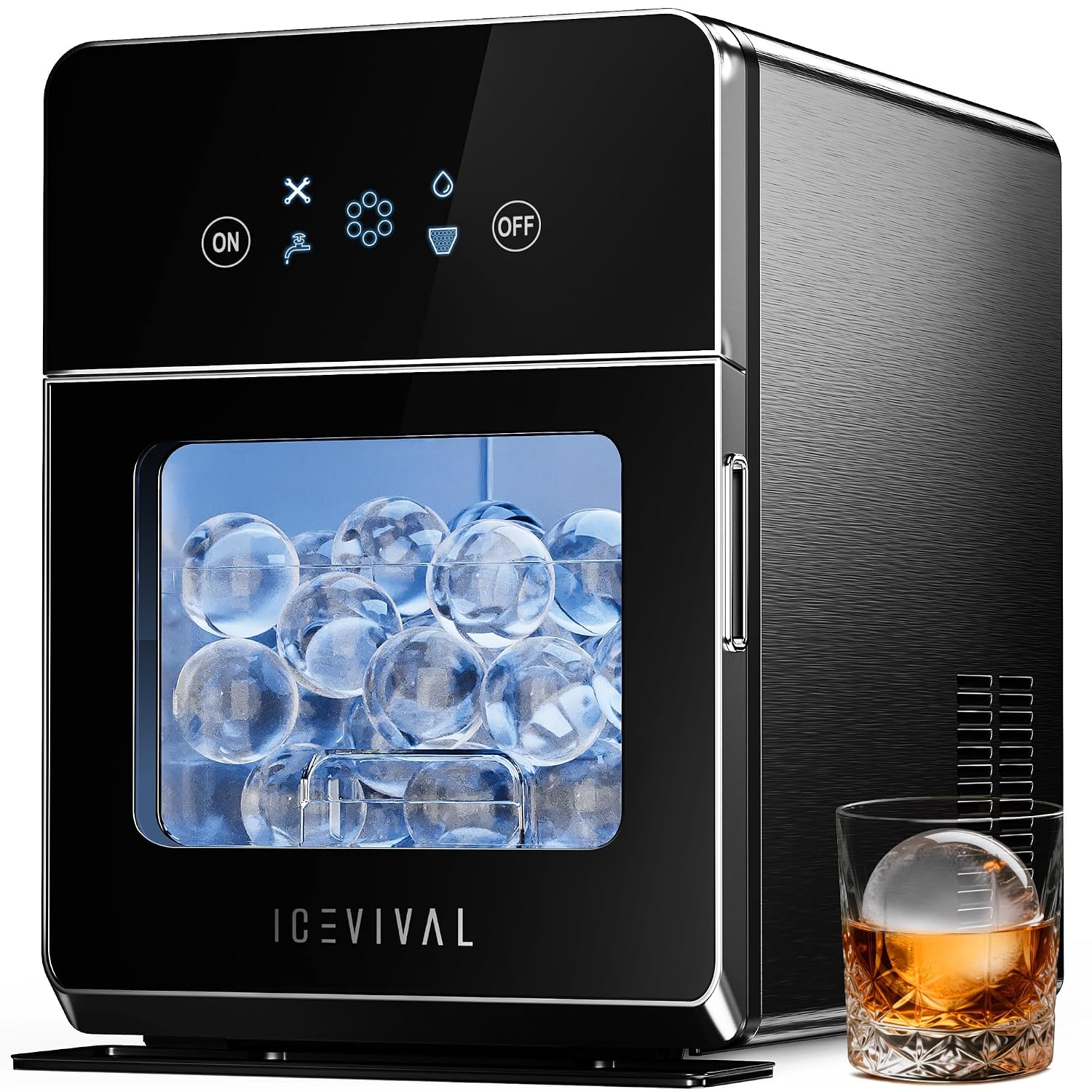 Ice Maker Countertop, Fast Ice Making for Home, Kitchen and Office | Countertop Ice Maker; High Output; Rapid Ice Production; Slow-Melting Clear Cubes for Whiskey; Auto-Clean; Slate Black