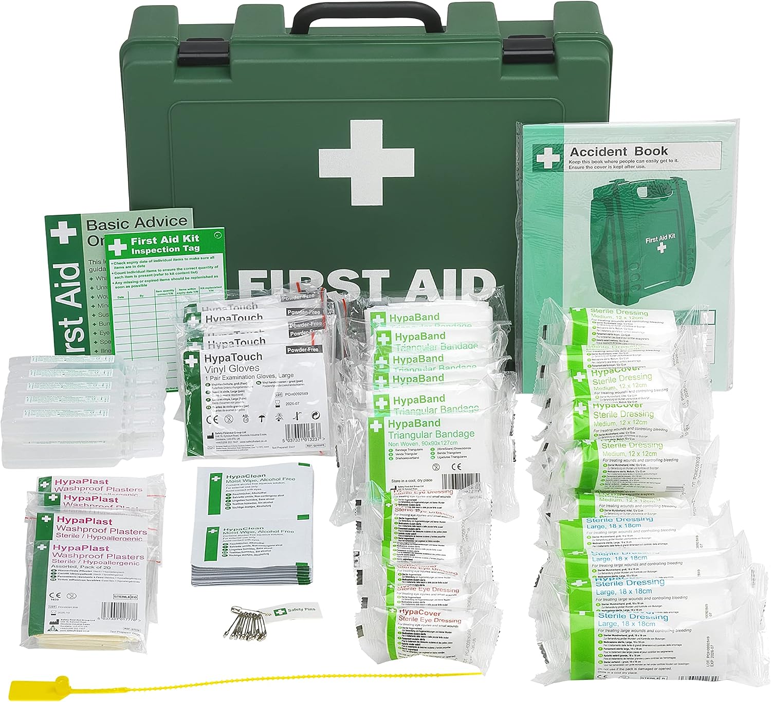 Safety First Aid Group Workplace First Aid Kit (Large 21-50 Persons) Economy HSE-Compliant with Inspection Tags, Accident Book, Wall Bracket, Extra Plasters
