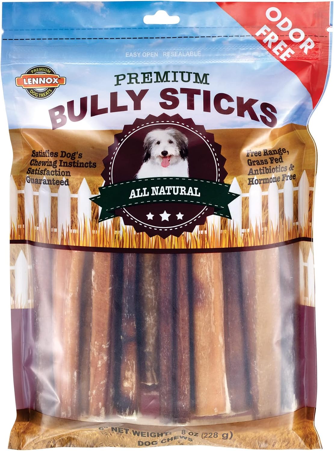 Lennox 6" Bully Sticks for Small & Medium Dogs | Long Lasting, Odorless, Premium All Natural Dog Treat | 100% Free Range, Grass Fed Beef | Rawhide Alternative | Promotes Dental Health - 8 Ounces