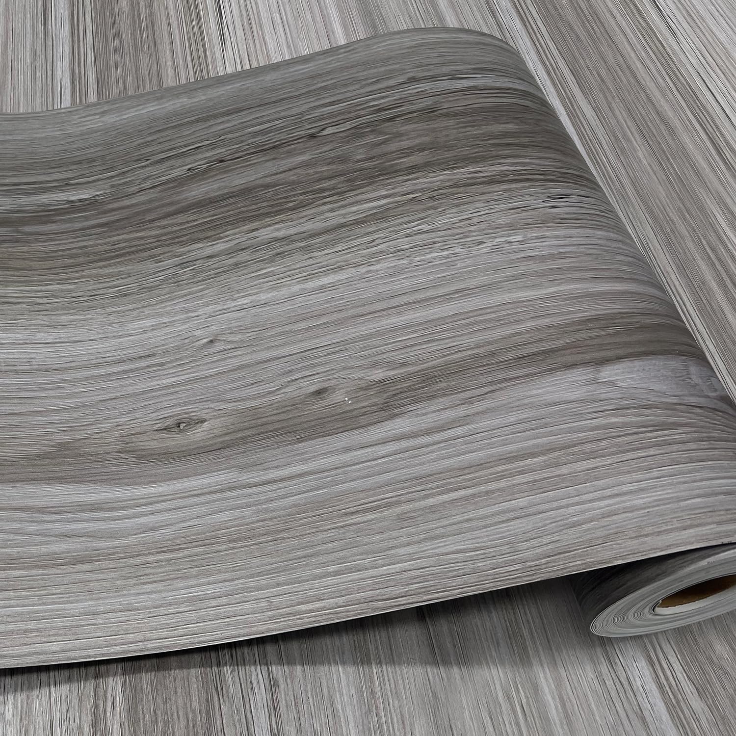 Woodgrain Vinyl Floor Roll, 11.8" x 590", Quick‑Apply Peel & Stick