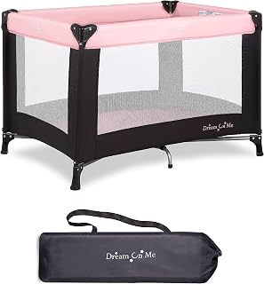 Nest Portable Playard in Pink with Carrybag an Shoulder Strap, Lightweight, Packable and Easy Setup Baby Playard, Breathable Mesh Sides and Soft Fabric - Comes with a Removable Padded Mat