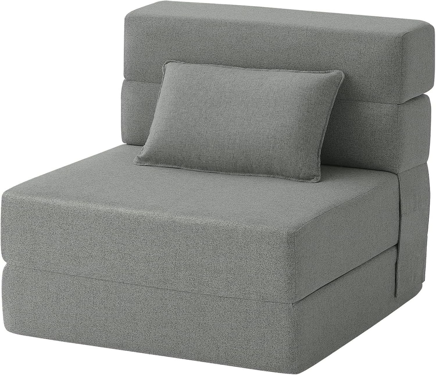 enttgo Folding Sofa Bed-Convertible Sleeper Chair with Pillow,Foam Floor Mattress,Convertible SleeperSofa Couch,Fold Out Couch,Lazy Sofa for Living Room/Dorm/Guest Room/Home Office (Light Gray, 27.5)