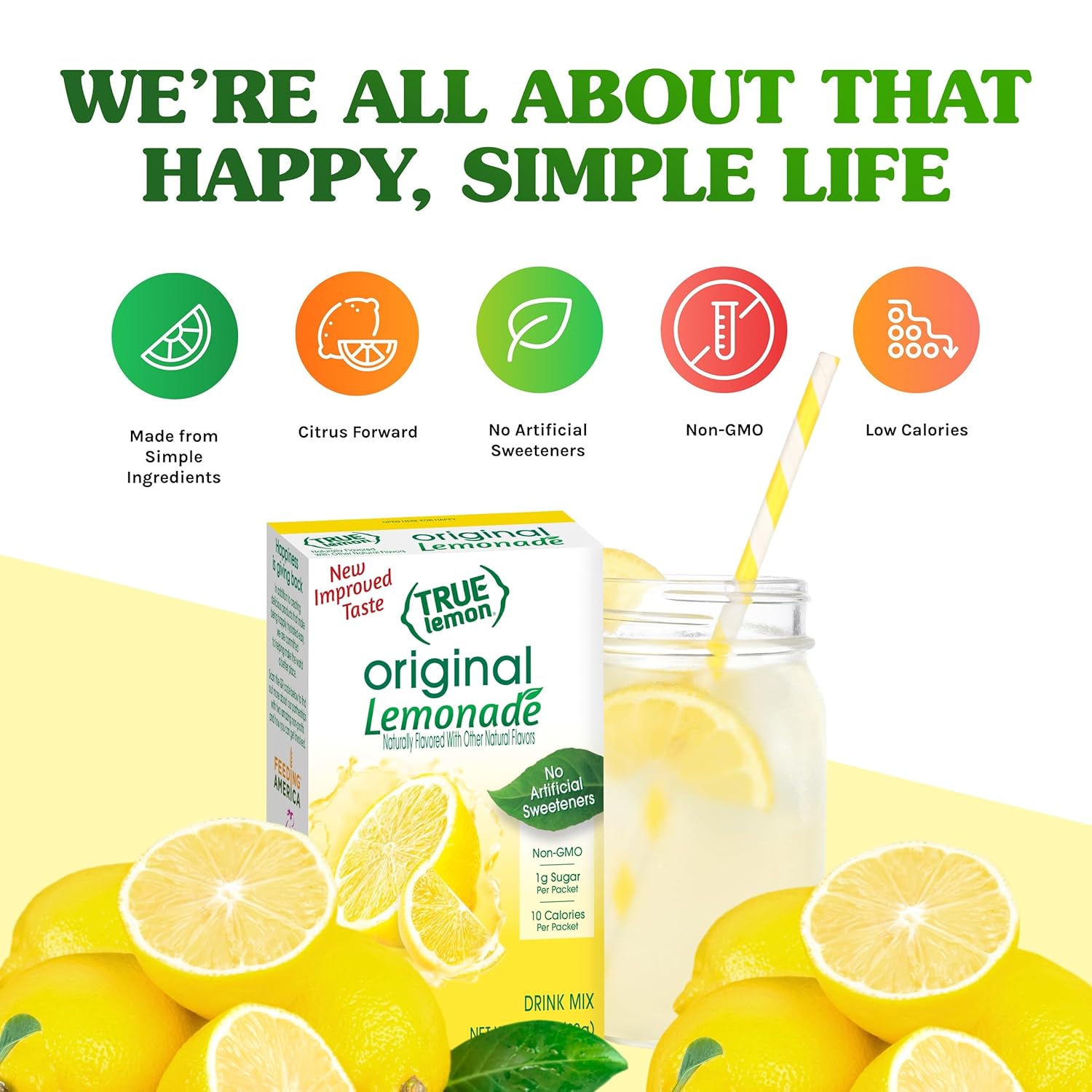 True Citrus Drink Mix Variety, Strawberry Lemonade, Wildberry Lemonade, Original Limeade, and Watermelon Limeade, 4 Pack