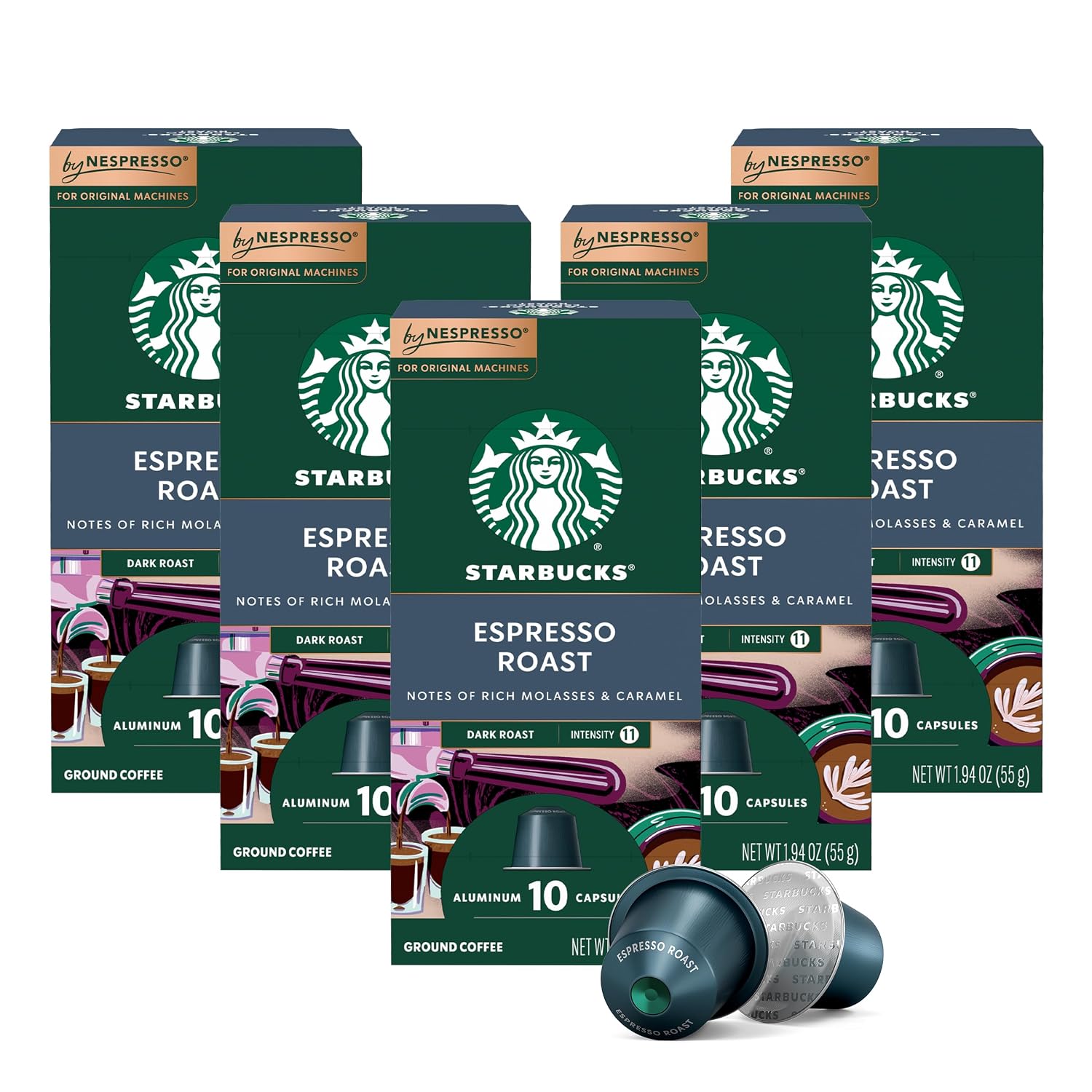 Starbucks by Nespresso Original, Dark Roast Espresso, 50-count | Capsules, Espresso Coffee Pods