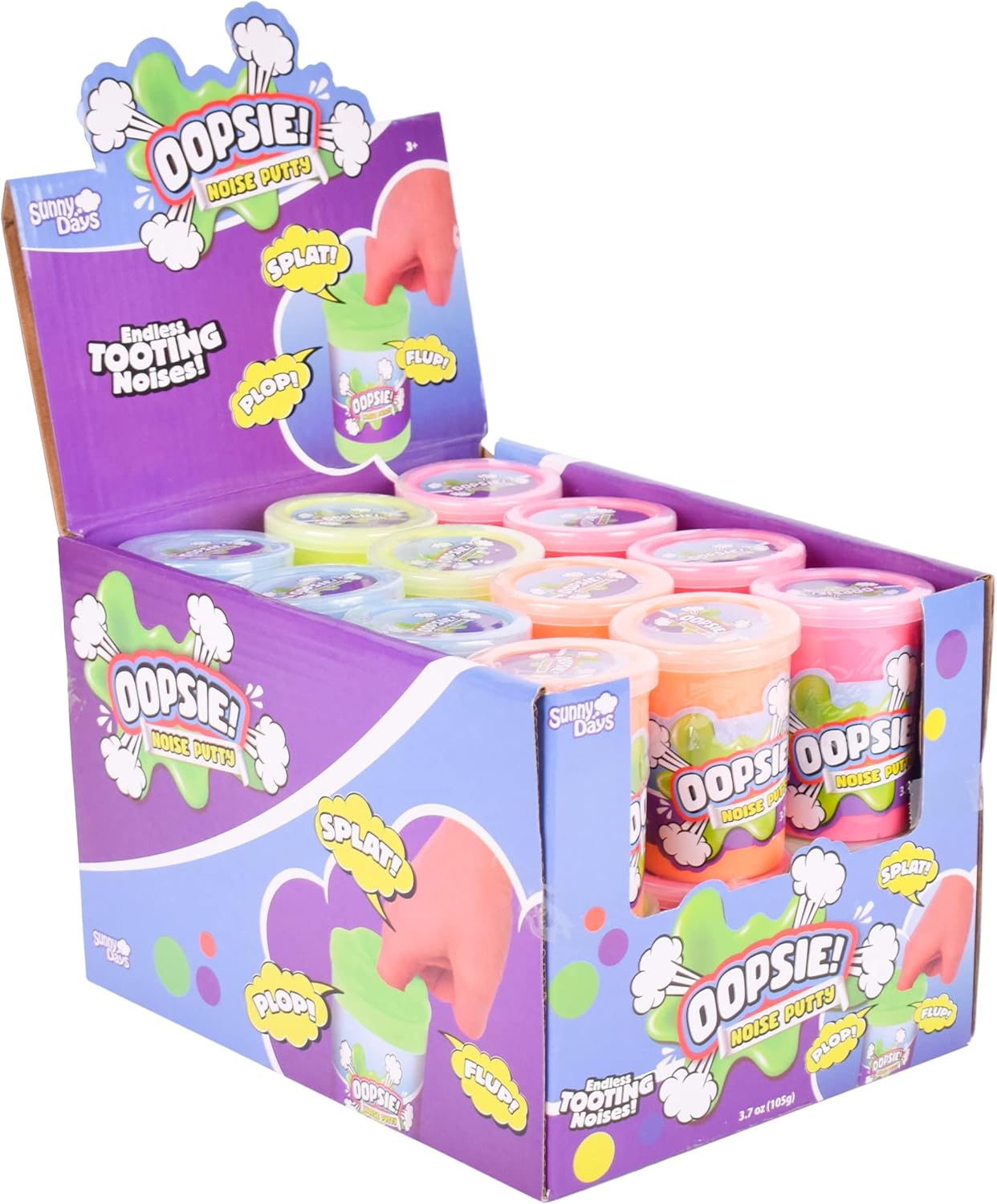 Oopsie Noise Putty, 24 Container Party Pack, 3.7oz Squishy Sensory Toys for Kids and Adults, Silly Party Favor, Non Sticky, Stress Relief, Super Soft Putty Slime