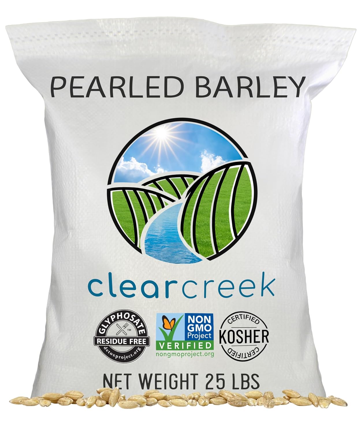 CLEAR CREEK Certified Glyphosate Residue Free Pearl Barley | 25 LBS | Non-GMO | Kosher | Vegan | Non-Irradiated