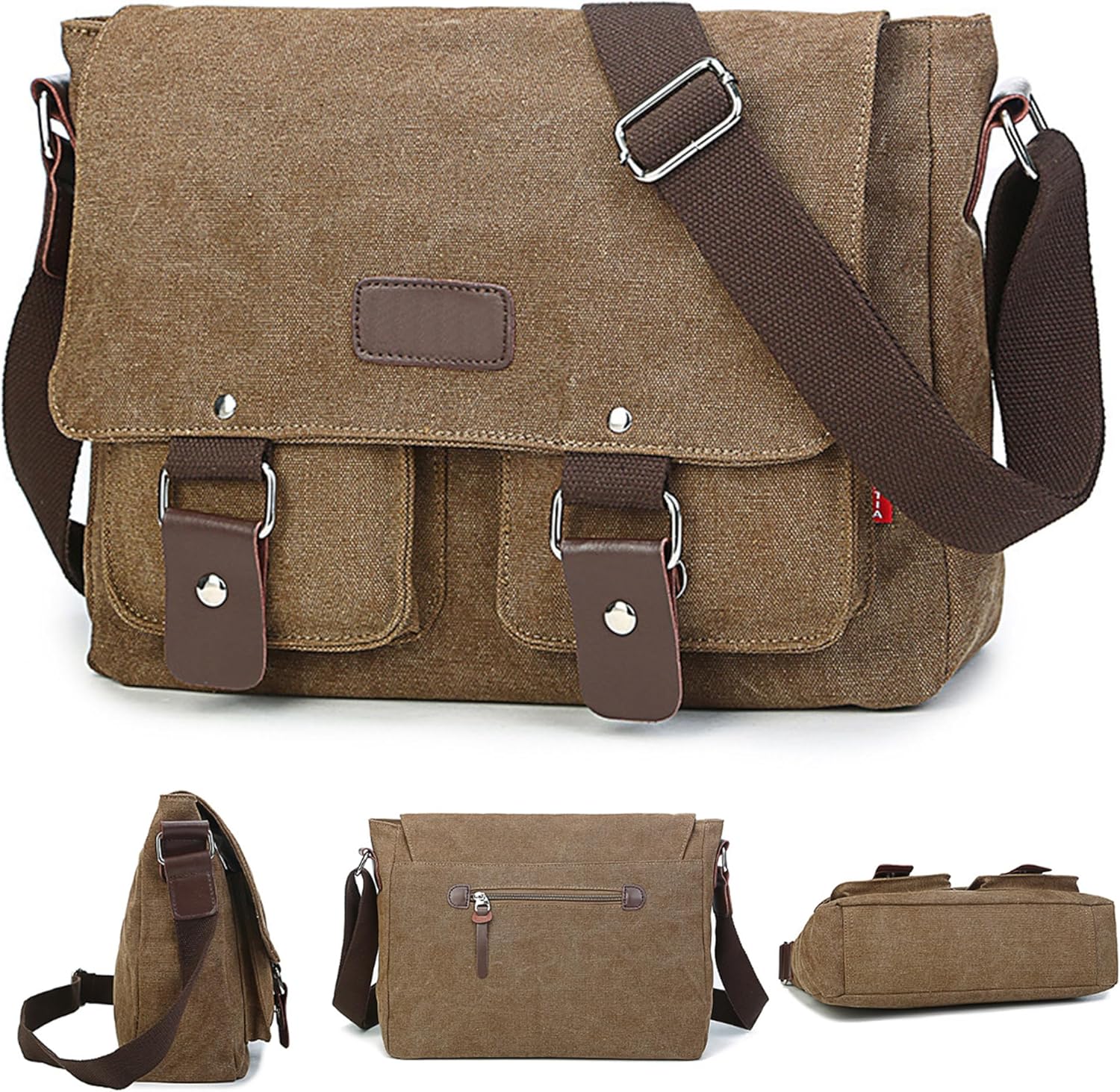 XFLYP Messenger Bag Mens, Men Shoulder Bags Canvas Satchel Cross Body Messenger School Working Satchel Briefcase, with Multiple Pockets for Work, School, Traveling and Daily Use