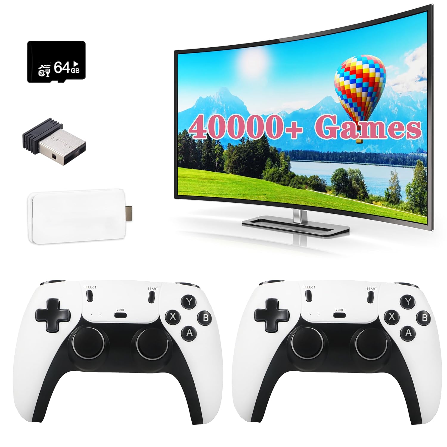 Retro Gaming Console, Plug and Play Video Game Console Built-in 28 Classic Emulators, 40,000+ Games, 4K High Definition HDMI Output for TV with Dual Controllers