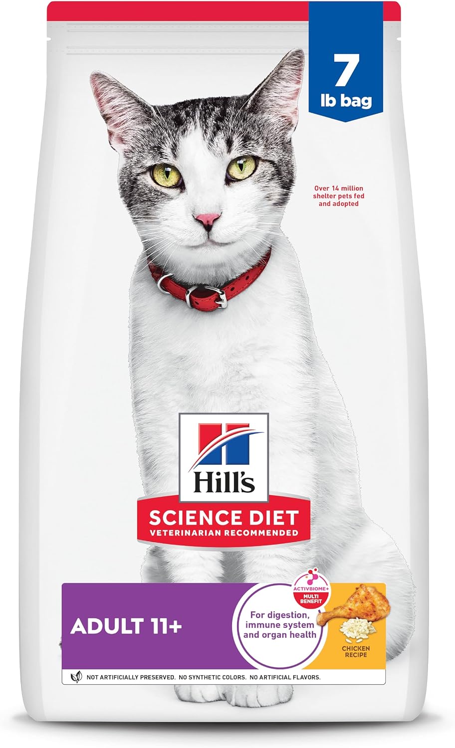 Hill's Science Diet Senior 11+ Dry Cat Food, Chicken, 7 lb. Bag