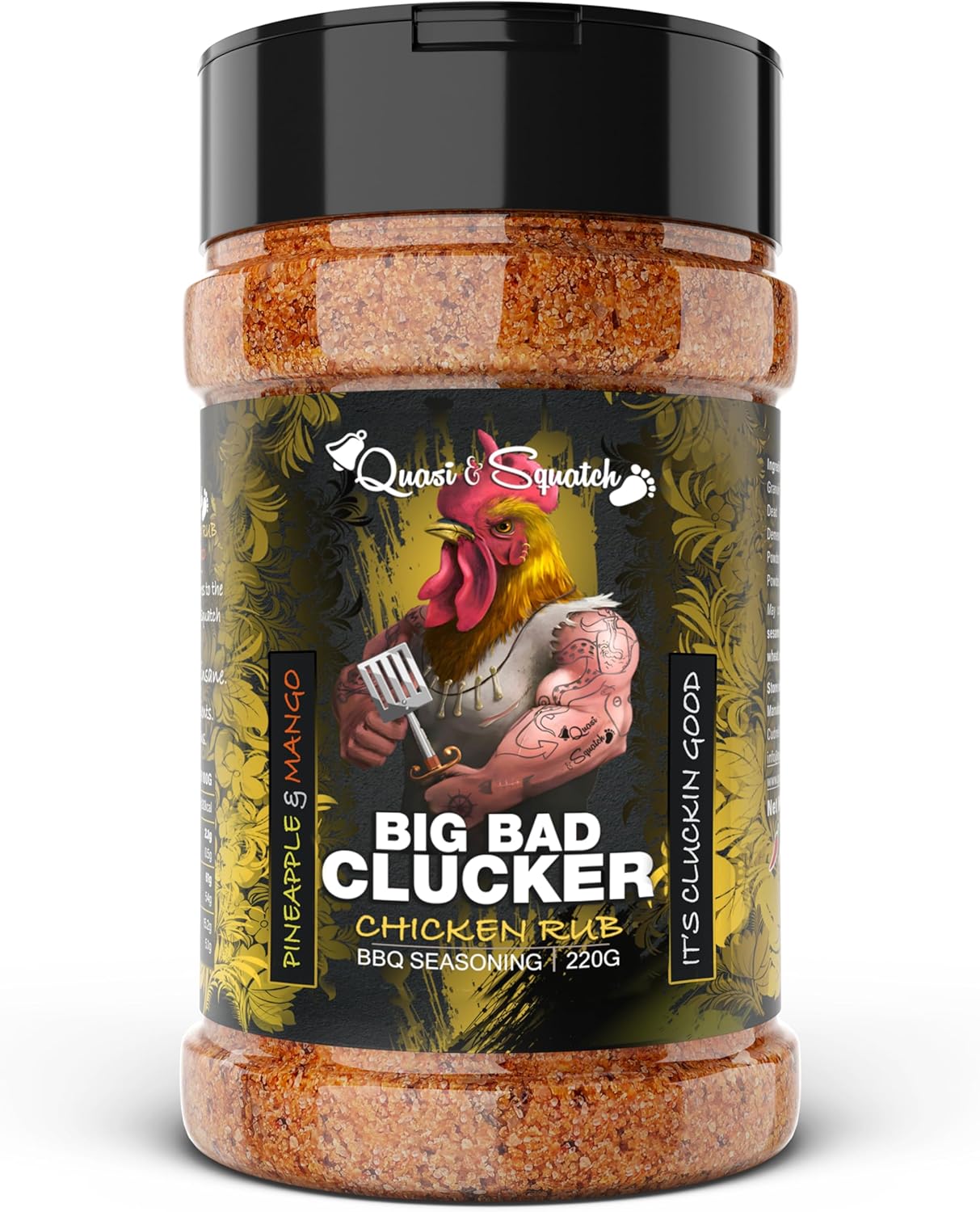 Quasi & Squatch Big Bad Clucker Chicken Rub – Smokey Pineapple & Mango BBQ Dry Seasoning | Sweet & Spicy Rub for Poultry & Grill | 220 g Jar