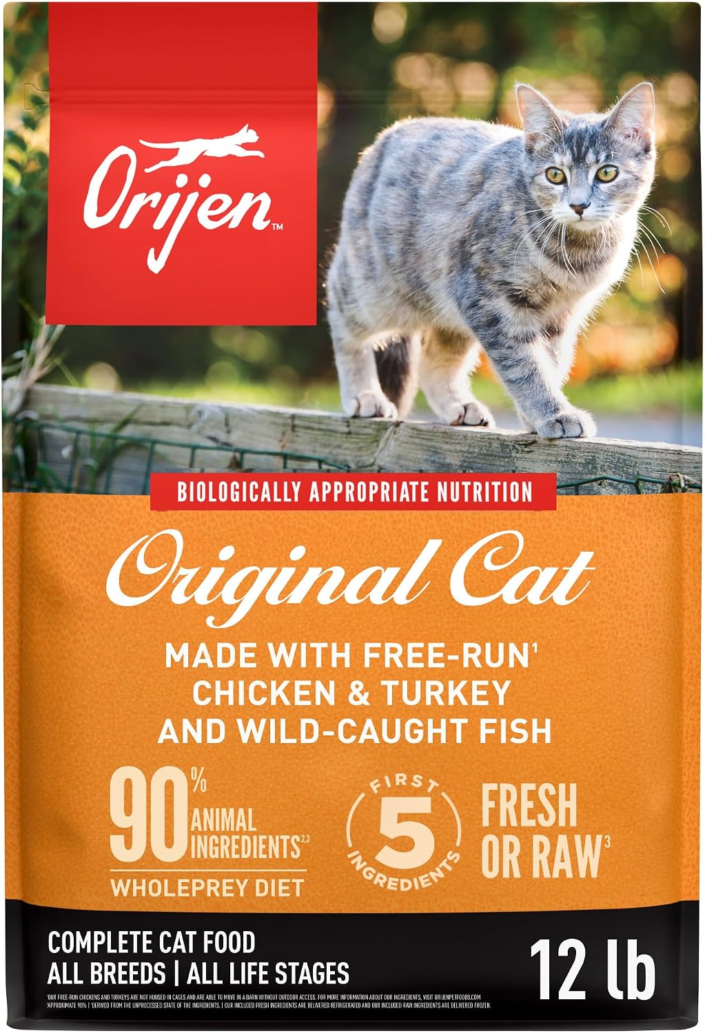 ORIJEN Grain Free WHOLEPREY Dry Cat Food Original Recipe 12lb Bag