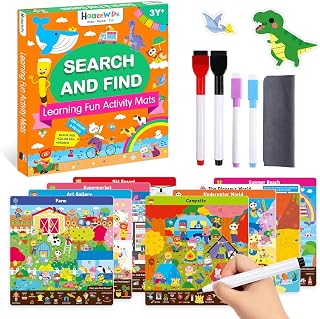 Preschool Learning Activities Search and Find Books for Kids Ages 4-6,3-8 | Reusable Educational Mats Toddler Road Trip Games, Art & Craft Supplies Toy Gifts Boy Girl 3+ Year Old