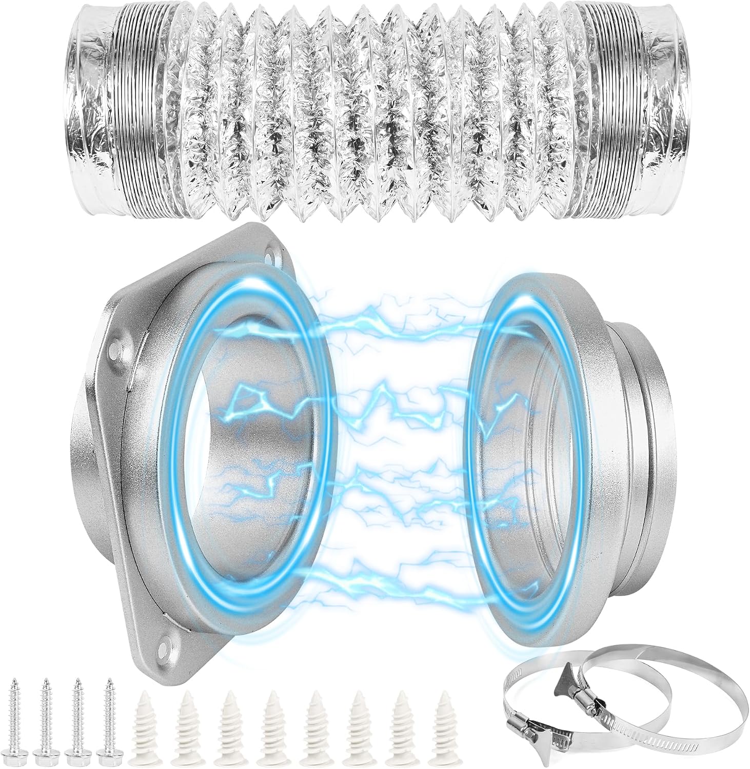 DV180 Magnetic Dryer Vent Coupling Kit, Airtight Quick Connect | Dryer Vent Hose Connector 3.2FT Heavy-Duty Heat Resistant for Corner & Limited Space Installation