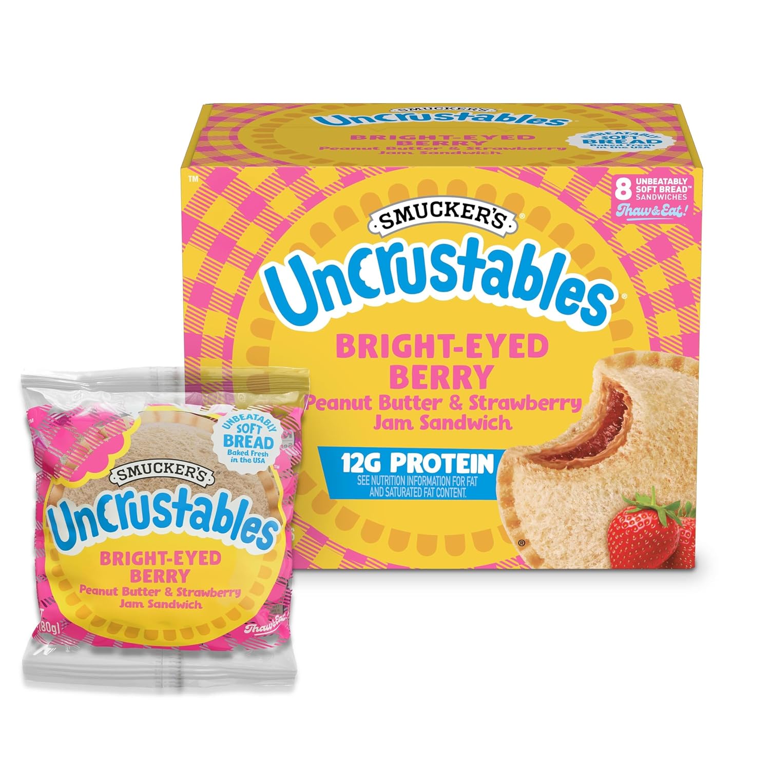 Smucker’s Uncrustables Bright-Eyed Berry PB&J Sandwiches, 8 Count (Frozen)