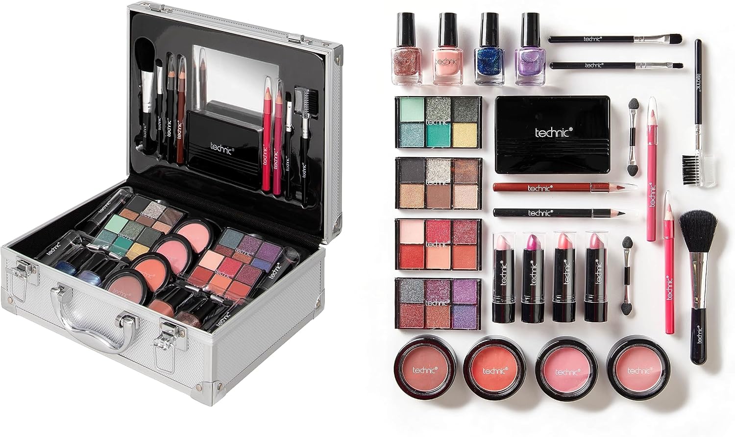 Technic 28-Piece Carry and Storage Train Case with Makeup and Tools
