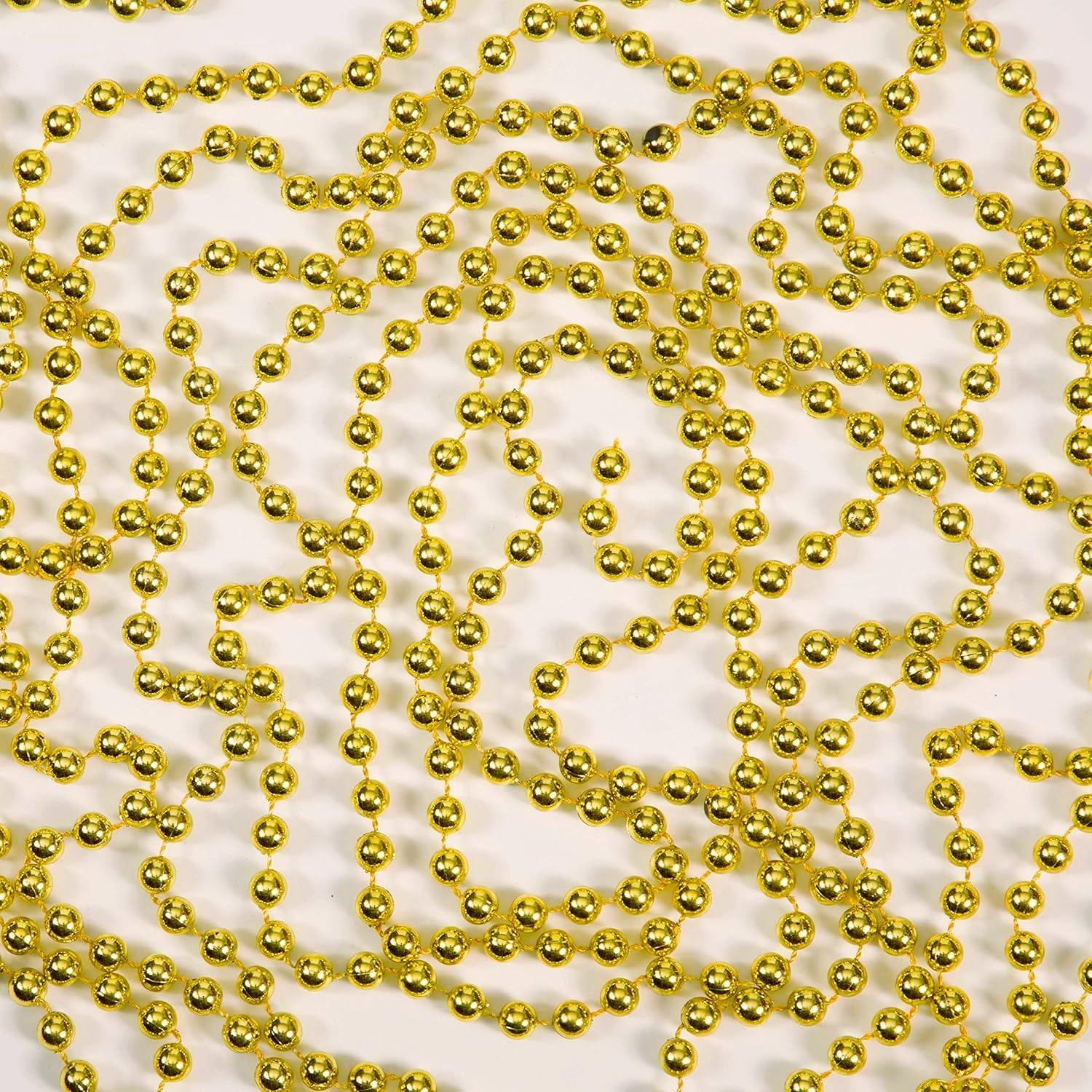 7.2m (24ft) Gold Shiny Christmas Bead Chain Metallic Xmas Beaded Garland Artificial Pearls Tinsel For Christmas Tree Hanging Decorations DIY Art & Crafts Jeweller