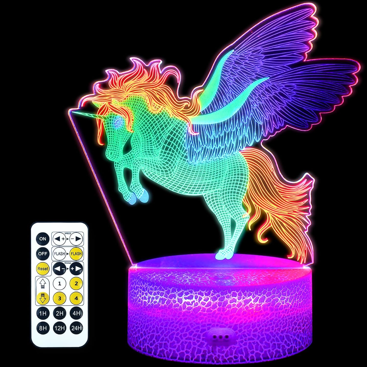 Horse Night Light, 3D Illusion Lamp with Remote Control, Timer, Multi-Color Changing, Dimmable Kids Bedroom Lamp, Led Night Light Lamp Horse Stuff for Girls & Boys, Birthday Christmas Gift